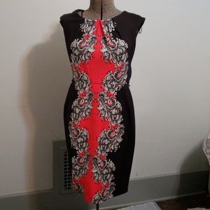 London Times Motif Pencil Dress